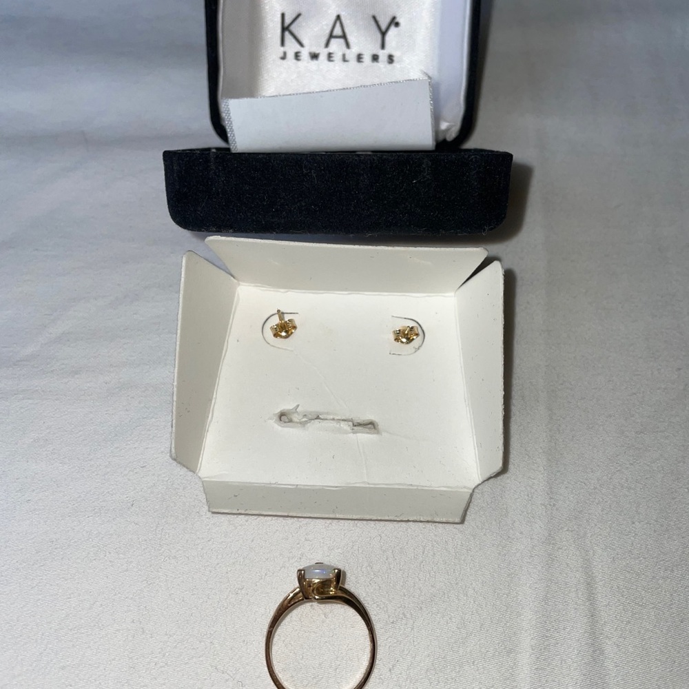 Opal ring and earring set